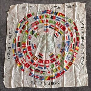 Vintage 1967 United Nations Flag Scarf